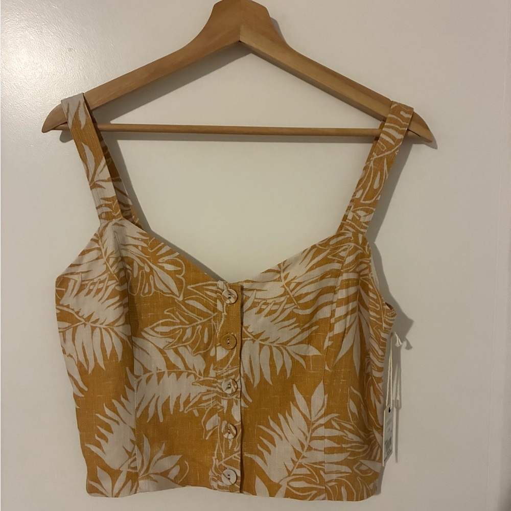 NWT DEX | Palm Print Button-Up Crop medium - Picture 4 of 10